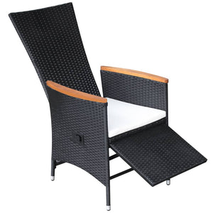 Galleria Design Reclining Garden Chairs 2 pcs with Cushions Poly Rattan Black