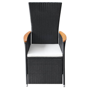 Galleria Design Reclining Garden Chairs 2 pcs with Cushions Poly Rattan Black