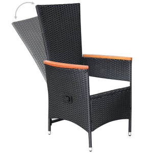 Galleria Design Reclining Garden Chairs 2 pcs with Cushions Poly Rattan Black