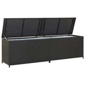 Galleria Design Garden Storage Box Poly Rattan 200x50x60 cm Black