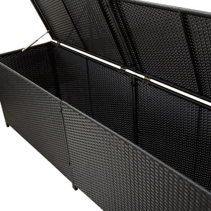 Galleria Design Garden Storage Box Poly Rattan 200x50x60 cm Black