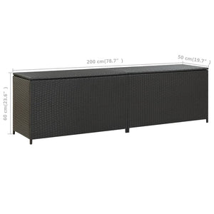 Galleria Design Garden Storage Box Poly Rattan 200x50x60 cm Black