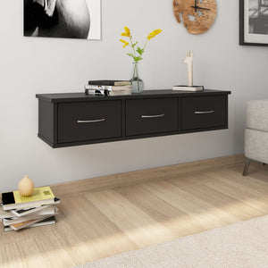 Galleria Design Wall-mounted Drawer Shelf Black 88x26x18.5 cm Engineered Wood