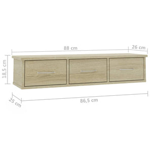 Galleria Design Wall-mounted Drawer Shelf Sonoma Oak 88x26x18.5 cm Engineered Wood