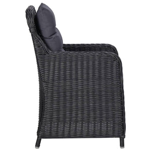 Galleria Design Garden Chairs 2 pcs with Cushions Poly Rattan Black