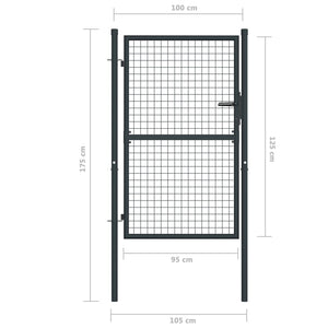 Galleria Design Mesh Garden Gate Galvanised Steel 100x125 cm Grey