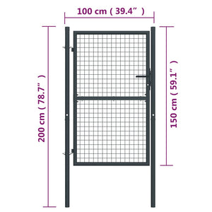 Galleria Design Mesh Garden Gate Galvanised Steel 100x150 cm Grey
