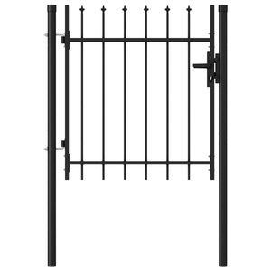 Galleria Design Fence Gate Single Door with Spike Top Steel 1x1 m Black