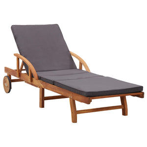Galleria Design Sun Lounger with Cushion Solid Acacia Wood