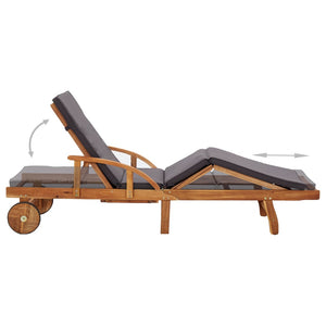 Galleria Design Sun Lounger with Cushion Solid Acacia Wood