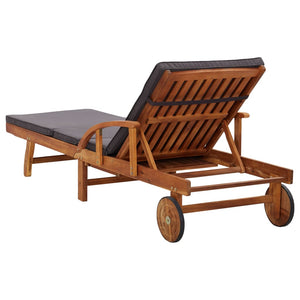 Galleria Design Sun Lounger with Cushion Solid Acacia Wood