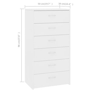 Galleria Design Sideboard with 6 Drawers White 50x34x96 cm Engineered Wood