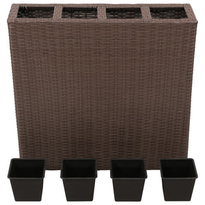 Galleria Design Garden Raised Bed with 4 Pots 2 pcs Poly Rattan Brown(2x41085)
