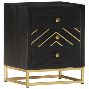 Galleria Design Bedside Cabinet Black and Gold 40x30x50 cm Solid Mango Wood
