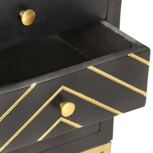 Galleria Design Bedside Cabinet Black and Gold 40x30x50 cm Solid Mango Wood
