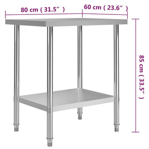 Galleria Design Kitchen Work Table 80x60x85 cm Stainless Steel
