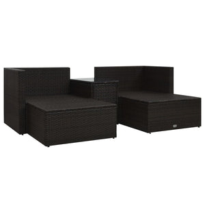 Galleria Design 5 Piece Garden Lounge Set with Cushions Poly Rattan Black