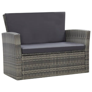 Galleria Design 4 Piece Garden Lounge Set with Cushions Poly Rattan Grey