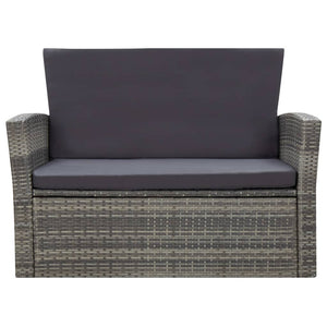 Galleria Design 4 Piece Garden Lounge Set with Cushions Poly Rattan Grey