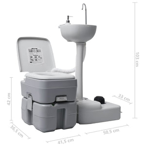 Galleria Design Portable Camping Toilet and Handwash Stand Set Grey