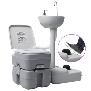 Galleria Design Portable Camping Toilet and Handwash Stand Set Grey