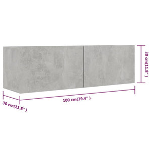 Galleria Design TV Cabinet Concrete Grey 100x30x30 cm Engineered Wood