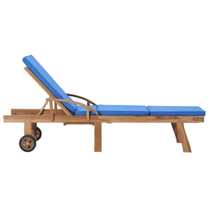 Galleria Design Sun Loungers with Cushions 2 pcs Solid Teak Wood Blue