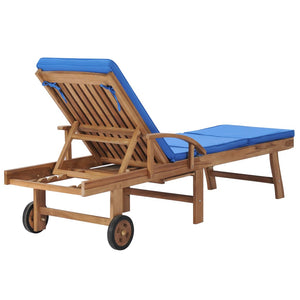 Galleria Design Sun Loungers with Cushions 2 pcs Solid Teak Wood Blue
