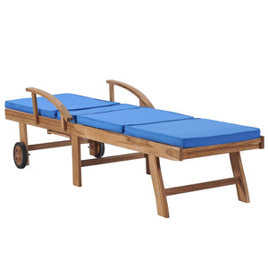 Galleria Design Sun Loungers with Cushions 2 pcs Solid Teak Wood Blue