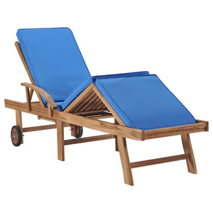 Galleria Design Sun Loungers with Cushions 2 pcs Solid Teak Wood Blue