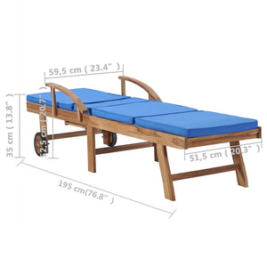 Galleria Design Sun Loungers with Cushions 2 pcs Solid Teak Wood Blue