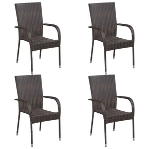 Galleria Design Stackable Outdoor Chairs 4 pcs Poly Rattan Brown