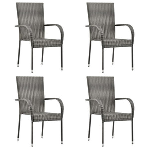 Galleria Design Stackable Outdoor Chairs 4 pcs Grey Poly Rattan