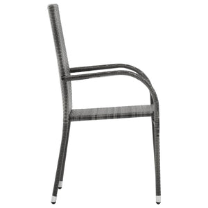 Galleria Design Stackable Outdoor Chairs 4 pcs Grey Poly Rattan