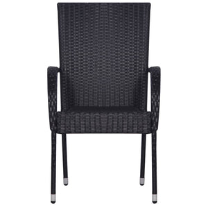 Galleria Design Stackable Outdoor Chairs 6 pcs Poly Rattan Black