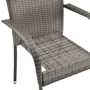 Galleria Design Stackable Outdoor Chairs 6 pcs Grey Poly Rattan