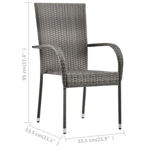 Galleria Design Stackable Outdoor Chairs 6 pcs Grey Poly Rattan