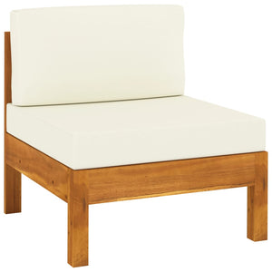 Galleria Design Middle Sofa with Cream White Cushions Solid Acacia Wood
