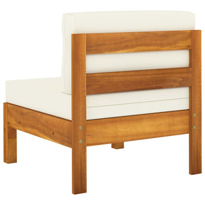 Galleria Design Middle Sofa with Cream White Cushions Solid Acacia Wood