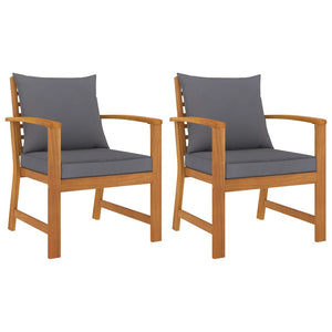 Galleria Design Garden Chairs 2 pcs with Dark Grey Cushion Solid Acacia Wood