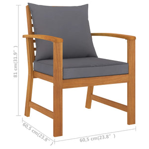 Galleria Design Garden Chairs 2 pcs with Dark Grey Cushion Solid Acacia Wood
