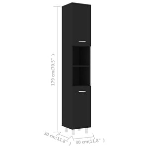 Galleria Design Bathroom Cabinet Black 30x30x179 cm Engineered Wood