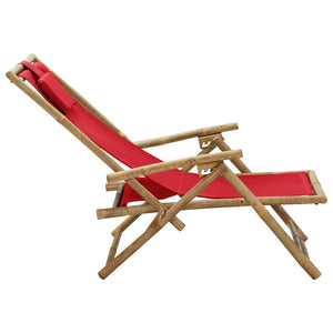 Galleria Design Reclining Relaxing Chair Red Bamboo and Fabric