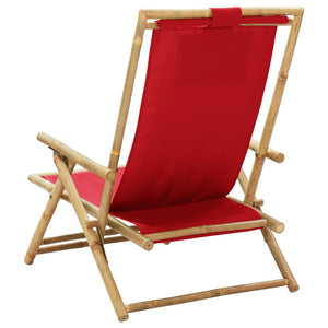 Galleria Design Reclining Relaxing Chair Red Bamboo and Fabric