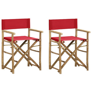 Galleria Design Folding Director's Chairs 2 pcs Red Bamboo and Fabric