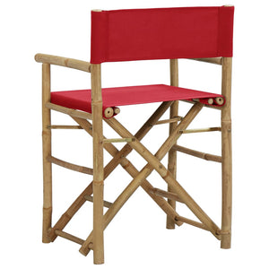Galleria Design Folding Director's Chairs 2 pcs Red Bamboo and Fabric