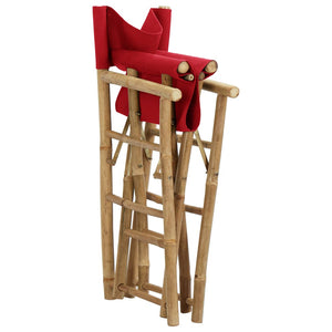 Galleria Design Folding Director's Chairs 2 pcs Red Bamboo and Fabric