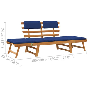 Galleria Design Garden Bench with Cushions 2-in-1 190 cm Solid Acacia Wood