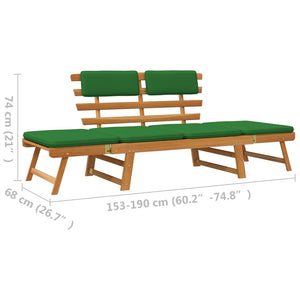 Galleria Design Garden Bench with Cushions 2-in-1 190 cm Solid Acacia Wood