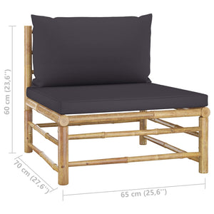 Galleria Design 2 Piece Garden Lounge Set with Dark Grey Cushions Bamboo
